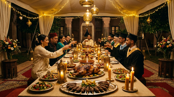 Formatura — jantar de comemoração marroquino de luxo