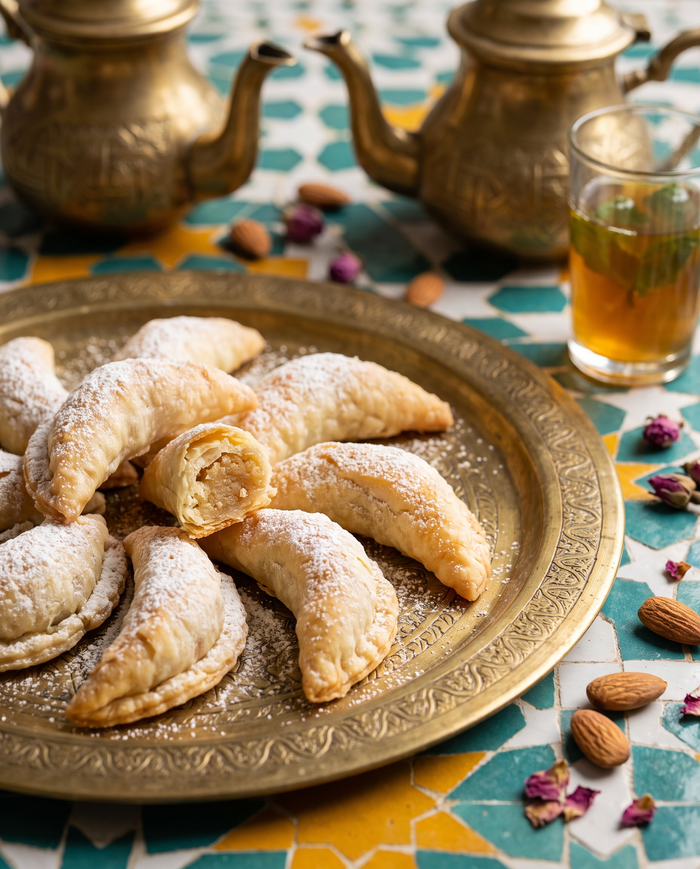 Chifre de gazela (kaab el ghazal), doce marroquino de amêndoa