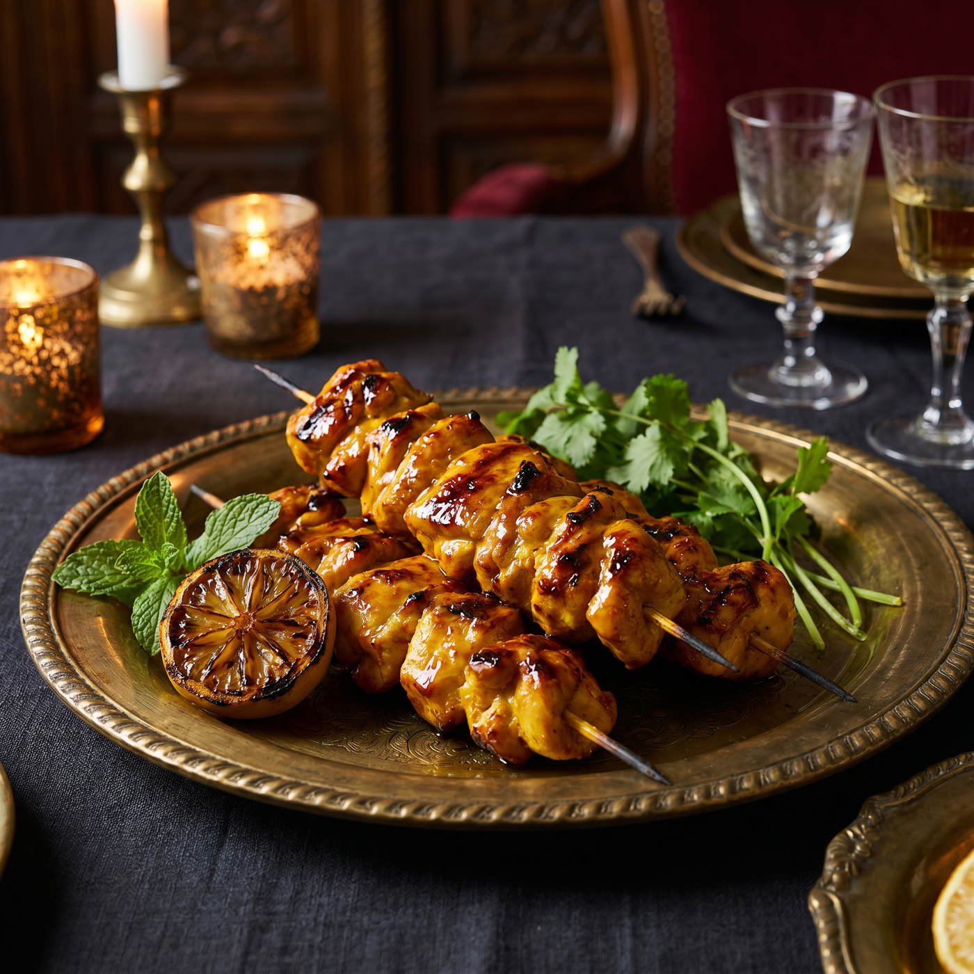 Rfissa marroquina de frango com lentilhas sobre msemen