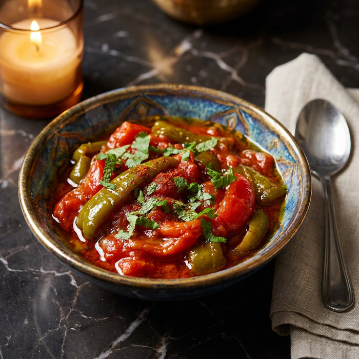 Taktouka, salada marroquina morna de pimentão e tomate