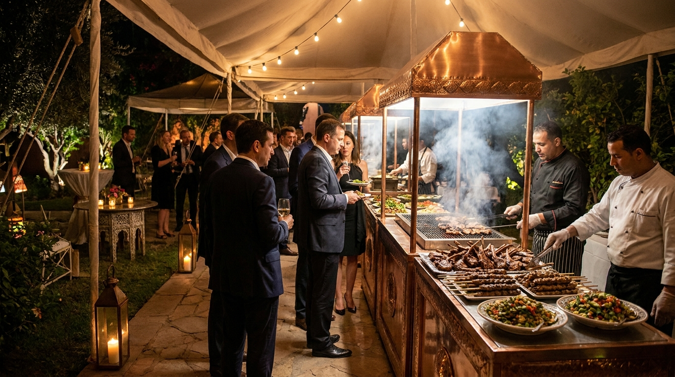 Churrasco corporativo marroquino — confraternização de empresa