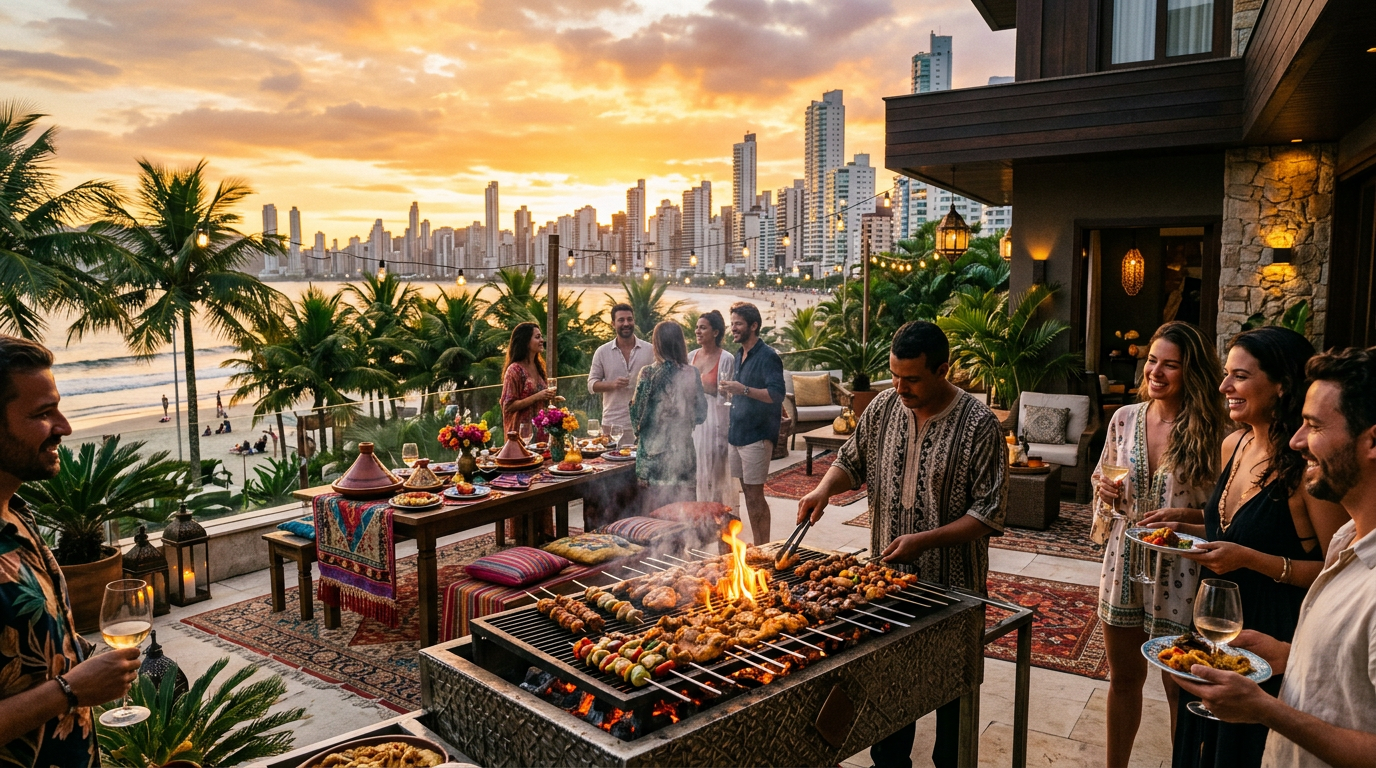Churrasco a domicílio em Balneário Camboriú — experiência marroquina à beira-mar